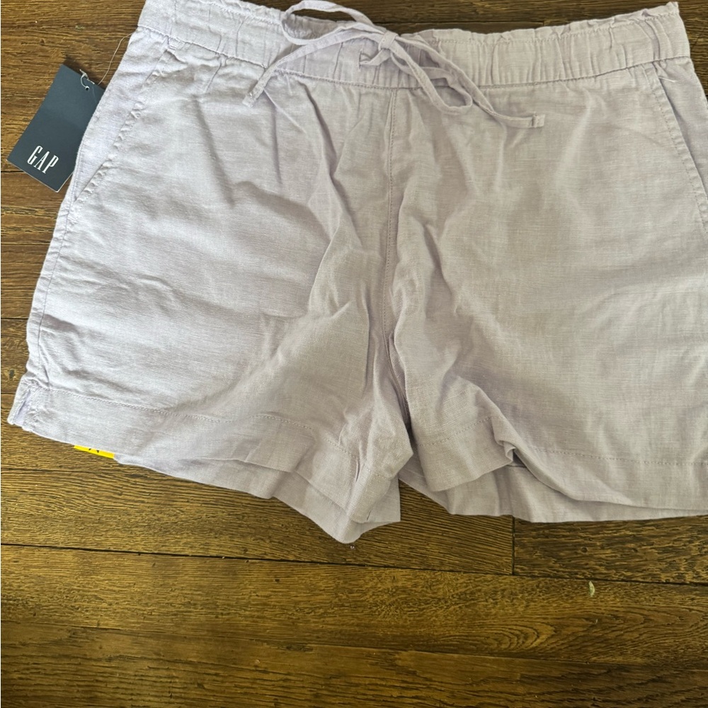 GAP Light Lavender Drawstring Linen Blend Shorts
